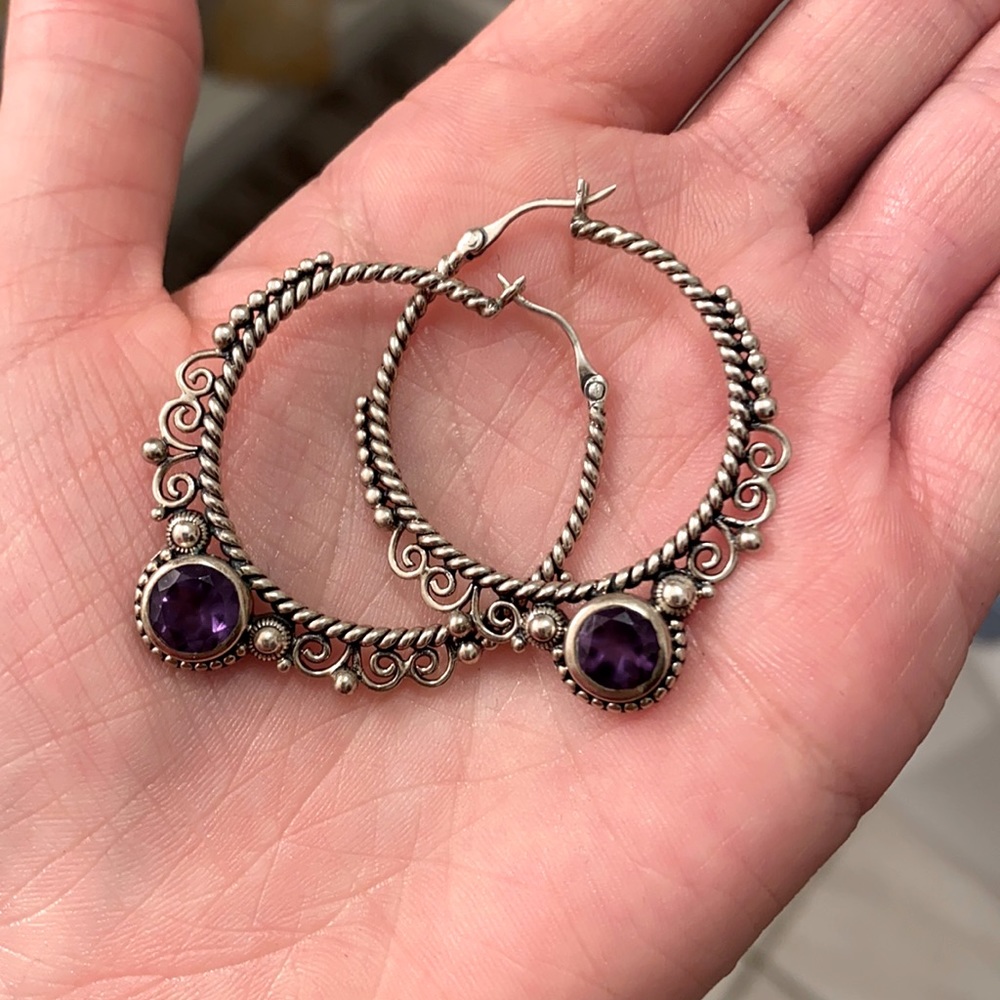 COPY - Silpada sterling silver amethyst hoops